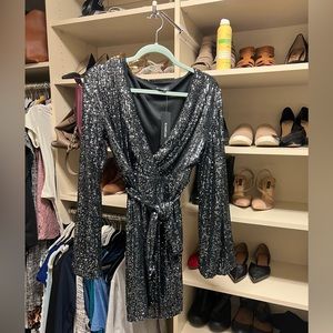 Black Sequin Mini Dress